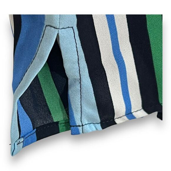 LOFT Outlet Stripe Sleeveless Blouse Blue Green Scoop Neck Tank Top NWT Size M - Picture 6 of 11